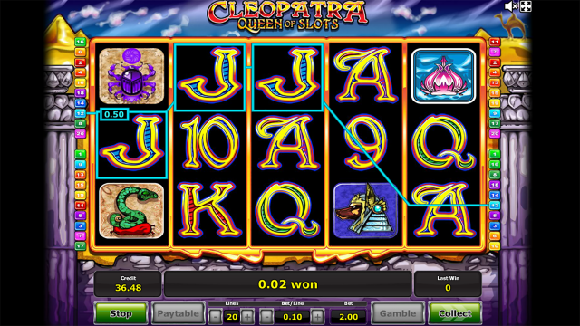 Игровой интерфейс Cleopatra Queen Of Slots 10