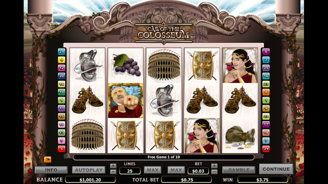 Характеристики слота Call Of The Colosseum 10