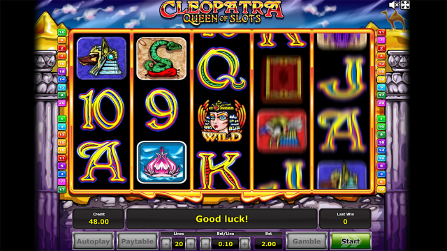Игровой интерфейс Cleopatra Queen Of Slots 6