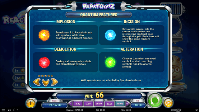 Характеристики слота Reactoonz 8