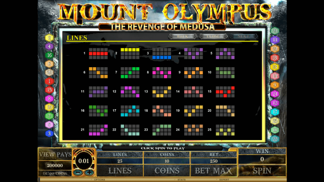 Игровой интерфейс Mount Olympus - Revenge Of Medusa 5